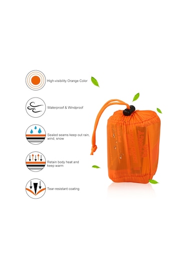 Açık Pe Alüminyum Film Acil Uyku Tulumu Turuncu