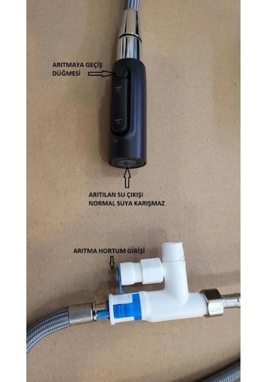 Adell Niza Krom Spiralli 3 Yollu Arıtma Çıkışlı Mutfak Bataryası Krom