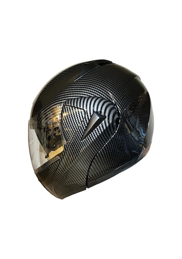 Vırtue Ece Belgeli Vizörlü Çene Açılır Kask Karbon Gri