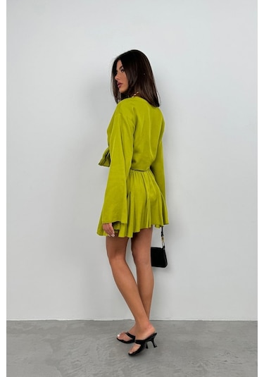 Bel Lastikli Kiloş Etek Lime