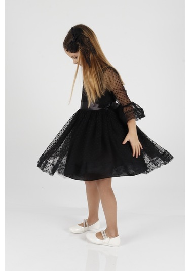 Ahengim Kız Çocuk Tokalı Ve Tül Dantel Günlük Trend Elbise Ak2209 001