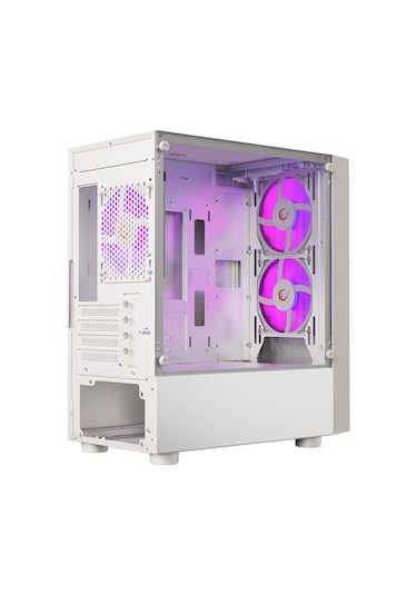 Rampage Lyra Mesh Temperli Camlı 3x12 CM Rgb Fan M-Atx Mini-T Gaming Oyuncu Kasası Beyaz