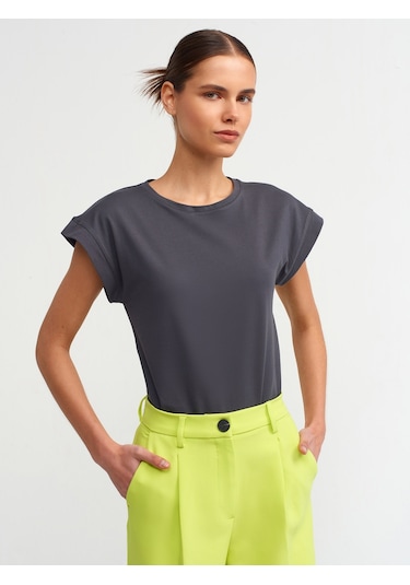 Dilvin Bisiklet Yaka Basic T-shirt 101a03504 Antrasit