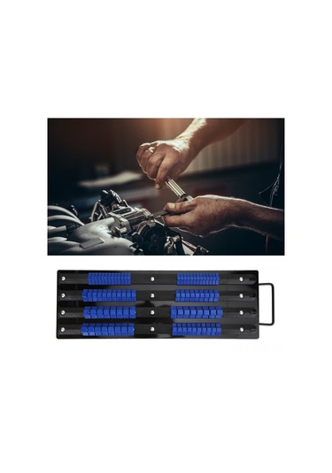 Symbee Çelik Soket Rafı, 80 Adet Çift 1/4", 3/8", 1/2" İle Sağlam Saklama, Taşıma Kolaylığı Ve Dayanıklılık