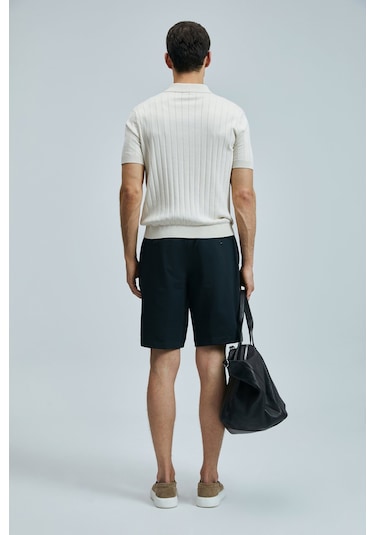Lufian Erkek Aler Spor Slim Fit Chino Şort 111210079 Siyah Siyah