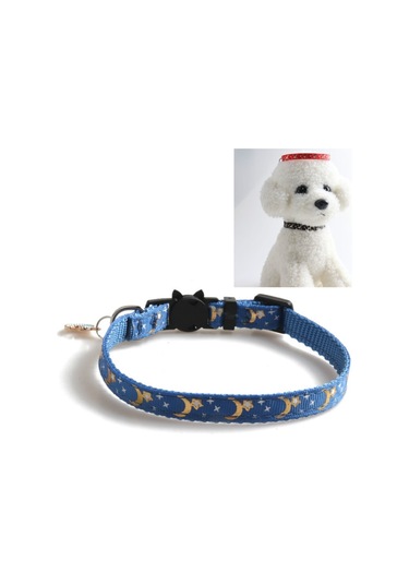 Kolyeli Dokuma Kedi Yaka Yıldız Ay For 1x28cm Mavi Pembe