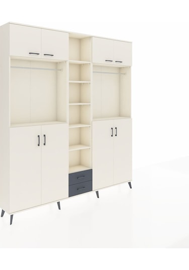 Arges Dolap 14 Raflı 2 Çekmeceli 2 Askılı 220x30x243 Aytaşı-aytaşı/antrasit Aytası/antrasıt