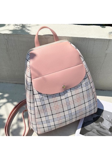Geniş Kapasiteli Şık Ekose Desenli Okul Çantası - Dayanıklı Ve Ergonomik Sırt Çantası, Üniversiteli Ve Lise Öğrencileri İçin İdeal Pembe
