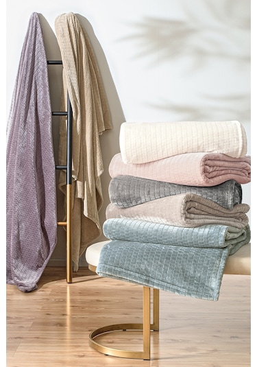 Puffy Trinity Çift Kişilik Wellsoft Battaniye - Kül Moru