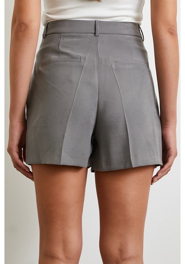 Piliseli Cepli Şort Gri Gri