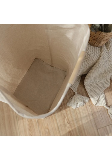 Cbtx Katlanabilir Çamaşır Sepeti Ahşap Saplı Pamuk Keten Depolama Sepeti Boyut L Diğer