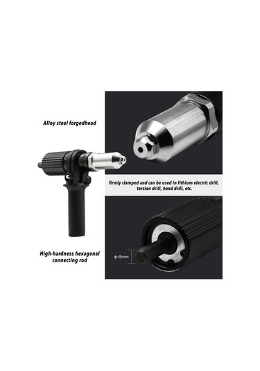 Elektrikli Akülü Perçin Makinesi Perçinleme Aleti Matkap Perçin Adaptörü Aksesuarları