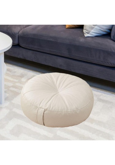 Suntek Yuvarlak Zemin Yastık Atma Oturma Yastığı Beyaz Beyaz