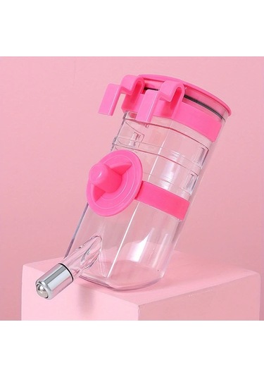 Elmpaly Pembe Sızdırmaz Tasmalı Seyahat Köpek Suluk Seti - Kafes Temizlik Dayanıklı