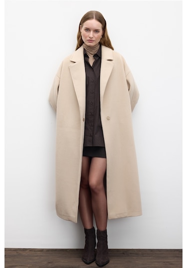 Düz Kapama Kaşe Kaban Deve Tüyü Deve Tüyü