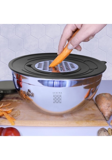 Serenk Modernist Rendeli Çelik Karıştırma ve Saklama Kabı  9 Parça