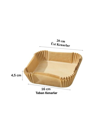 Melsen 50 Adet Airfryer Pişirme Kağıdı Kare Tabak Model Yağlı Kağıt