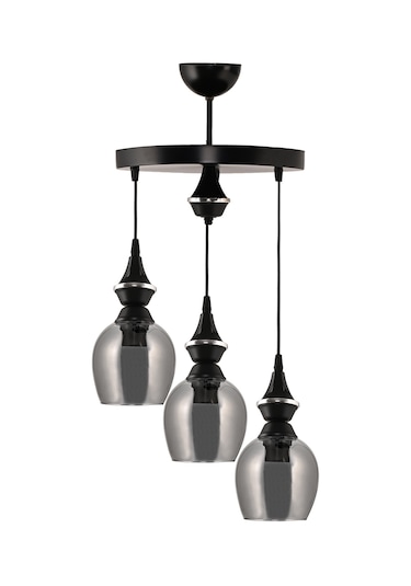 Dd Üçlü Pera Sarkıt Avize Füme Camlı Siyah3