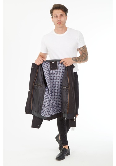 Sposo 1090 Su Itici Kumaş Regular Kalıp Siyah Erkek Mont Siyah