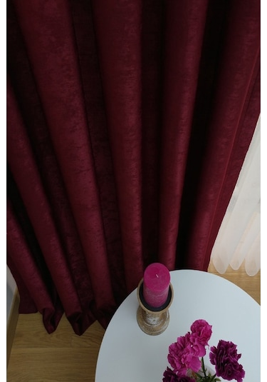 Evdepo Home Deniz Soft Pileli Fon Perde Bordo (446544119) Bordo