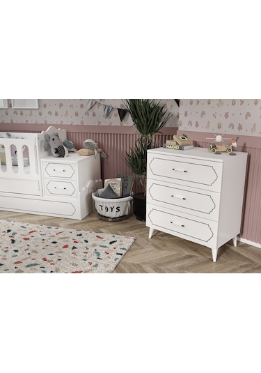 Hayal Modern Bebek Odası Takımı Beyaz - 3 Parçalı Tamamı 1. Kalit Beyaz
