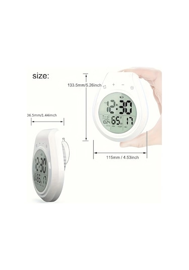 Topshop1 Beyaz Buyuk Lcd Ekranli Dijital Banyo Saati Dus Zamani Termometre Sökme Kupa 99 Dakika Geri Sayim Celsius Fahrenheit 12 24 Saat