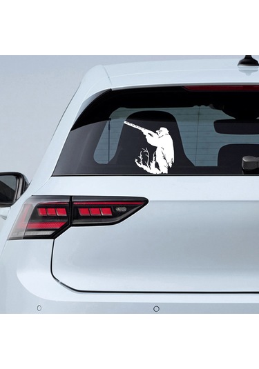Avcı Sticker - Av Sticker - Hunter Sticker - 20cmx20cm - Beyaz