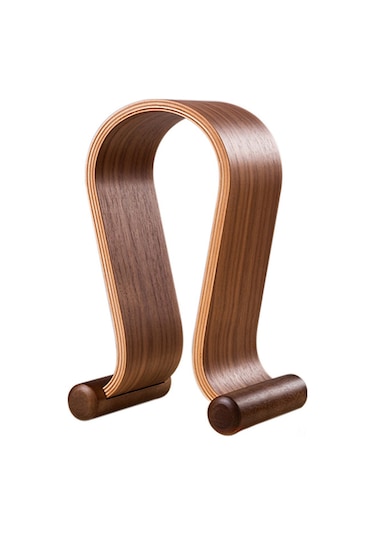 Yaozixa Siyah Ceviz Ahşap Kulaklık Tutucusu - Omega Şekli, Oyuncu Kulaklıklara Uygun, Ev/ofis Masaüstü Dekorasyonu