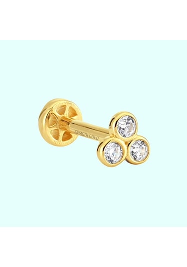 Altın Üçtaş Tragus Piercing 14 Ayar