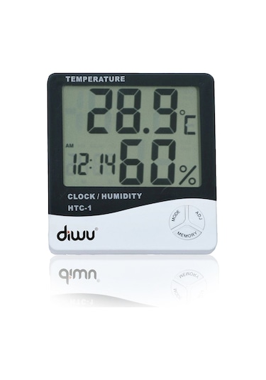 Diwu HTC-1  Saatli Nem Ölçer ve Termometre