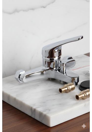 56623 Banyo Bataryası Duş Musluğu Musluk Armatür Siyah Beyaz Krom Gold Krom