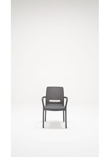 Rattan Lüx Bahçe Balkon Teras Masa Seti - Antrasit 80x80 CM Gri