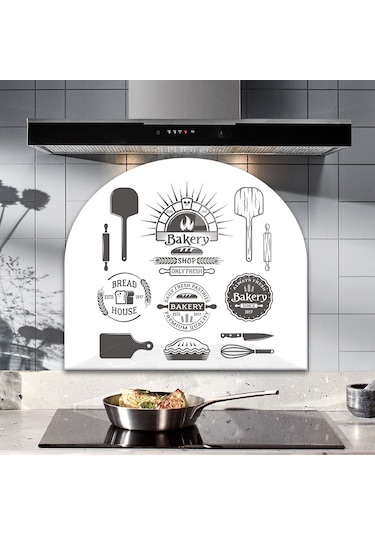 Decorita Cam Ocak Arkası Koruyucu | Oval Şekilli | Bakery Fresh