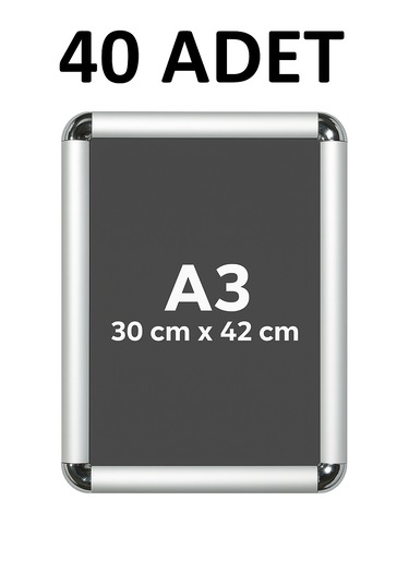40 Adet A3 Eko Seri Çerçeve Rondo Köşe Aç Kapa Açılır Kapa