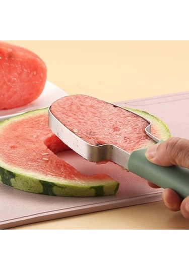 Yeşil 3-ın-1 Karpuz Kesici Set Paslanmaz Çelik Meyve Bıçağı Çatal Kavun Balye Kepçe Gıda Sınıfı Korozyona Dayanıklı Kullanımı Kolay Mutfak Aracı