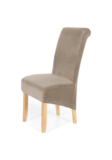 Jms Taupe Streç Kadife Çıkarılabilir Yıkanabilir Büyük Yumuşak Yemek Sandalyesi Slipcovers Kapakları