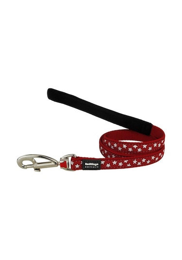 Reddingo Kırmızı Üzerine Beyaz Yıldızlı Uzatma Köpek Tasması 15 M Kırmızı