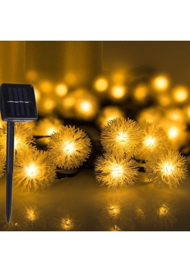 Technojet Solar 50 Ledli 7 Metre Günışığı Güneş Enerjili Ponpon B Çok Renkli