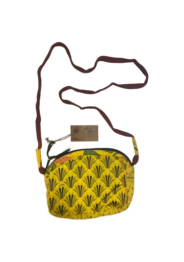 Vintage Salaş Renkli Küçük Boy Uzun Askılı Günlük Çapraz Postacı Omuz Çantası 22 Cm X 15 Cm Yeşil - Sarı