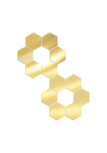 Opulentliving Yulong Mufunye 12 Adet Hexagon Ayna Çıkartması - Yatak, Banyo, Salon Dekoru