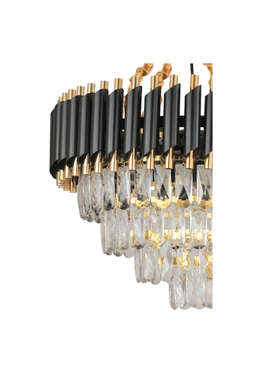 Palmira 55'lik Prizma Kesim Kristal Taşlı Lüks Avize - Siyah-gold Siyah-Gold