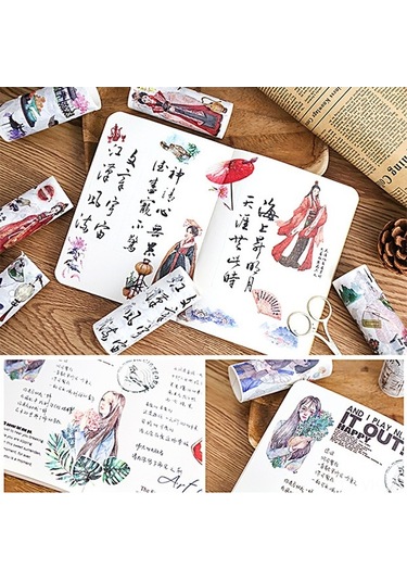 Prestigegoods Renkli Desenli Washi Bant - 100mm Geniş Dıy Dekorasyon Ve El İşleri Yapışkanlı Bant