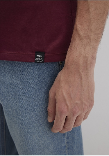 Mavi - Etiket Detaylı Bordo Basic Tişört 0611824-70394 Bordo