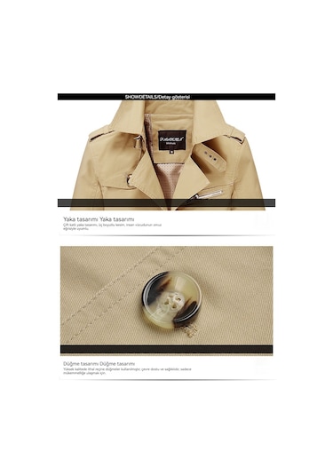 Erkek İnce Günlük Ceket Erkek Orta Boy Rüzgarlık Ceket Siyah