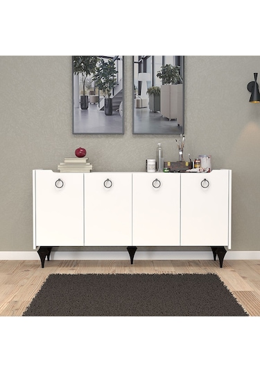 Umg Mobilya Titanyum Modern Konsol, Çok Amaçlı Dolap, Dresuar, Mutfak Dolabı, Kiler Dolabı, Tv Ünitesi Beyaz