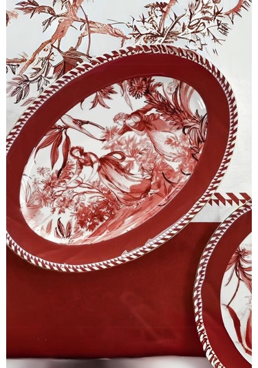 Le Rouge Oval Porselen Tabak 36x26 Cm Kırmızı