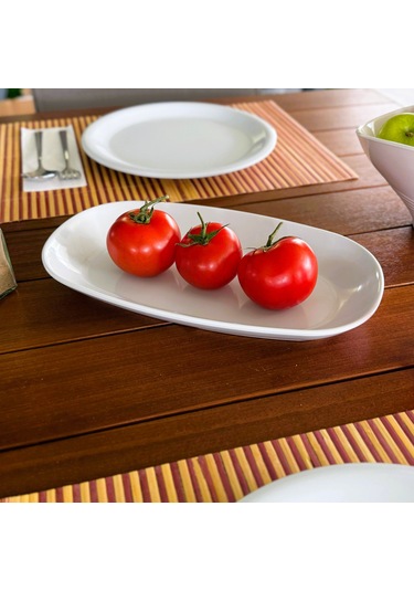 Alezy 608 Göreme Melamin Termostar Kayık Tabak 29x17 Cm Beyaz