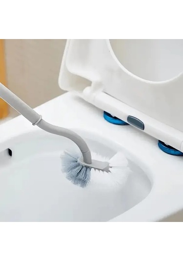 Cordial Ergonomik C Tipi Uzun Saplı Klozet Fırçası - Gri, Yeniden Kullanılabilir