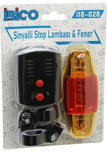 2in1 Bisiklet Cob Led Fener - Sinyalli Stop Lamba Pilli 5545 Kırmızı
