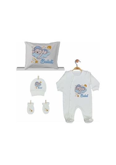 Pia Baby Gl 2001 İsme Özel Ayıcıklı Beşli Tulum Set Krem